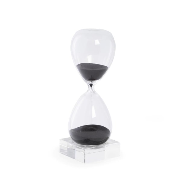 Bey Berk International Bey-Berk International D837B 60 Minute Crystal Sand Timer on Crystal Base with Sand - Black & Clear D837B - main